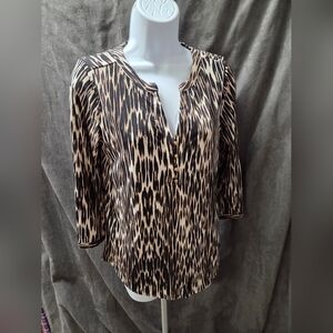 Dana Buchman Animal Print Blouse - Black and Tan
